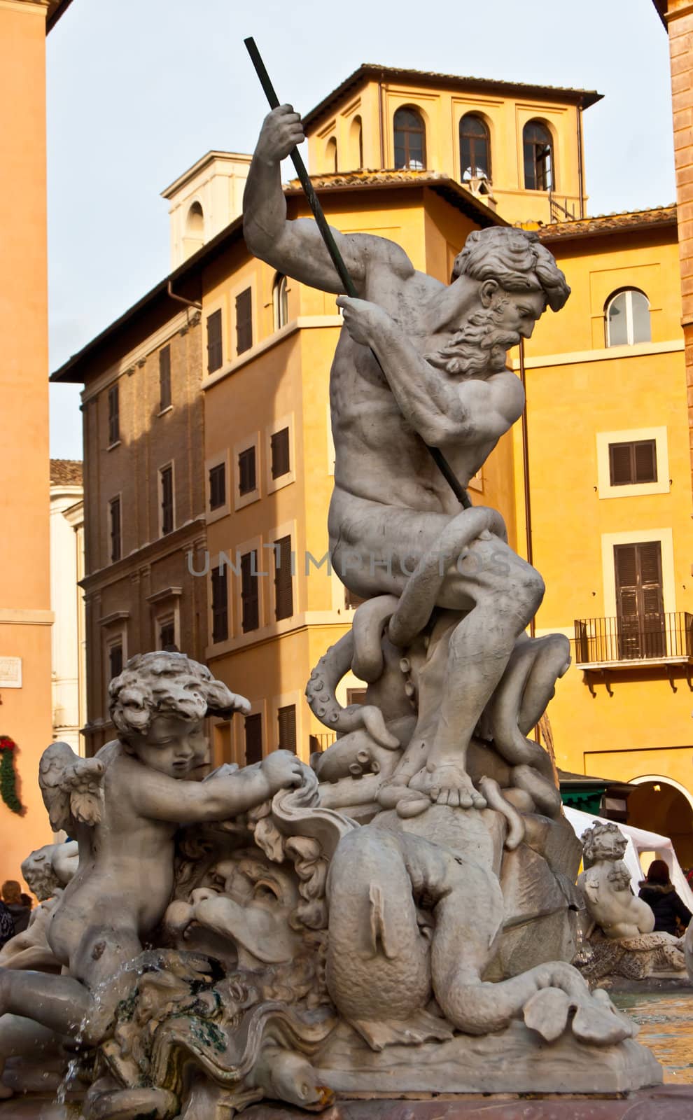 detail of the fountains on the roman Piazza Navona