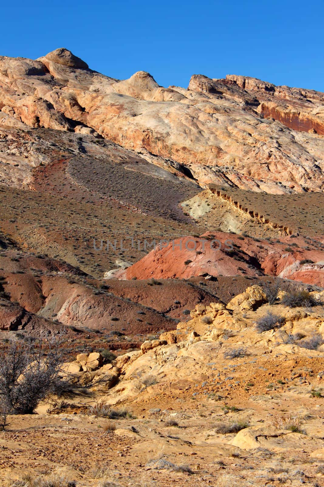 Beautifully colored rocky landscape of the San Rafael Reef of Utah.