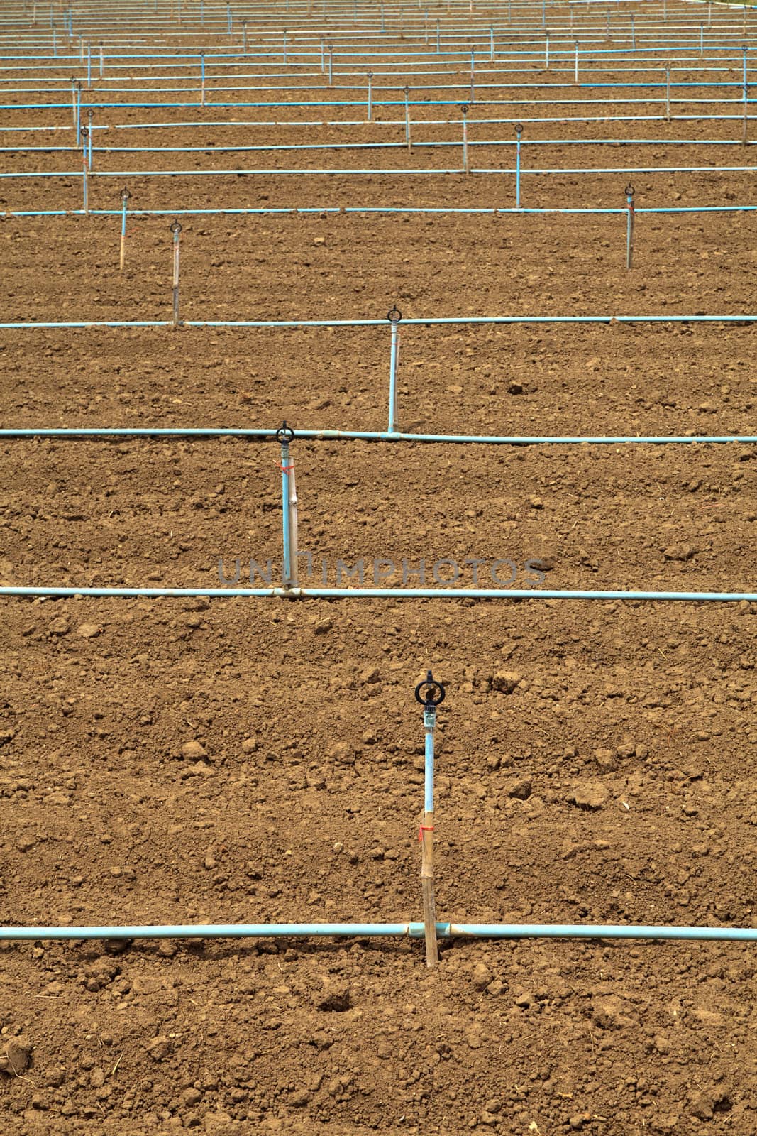 Ready to plant plow land and irrigation system