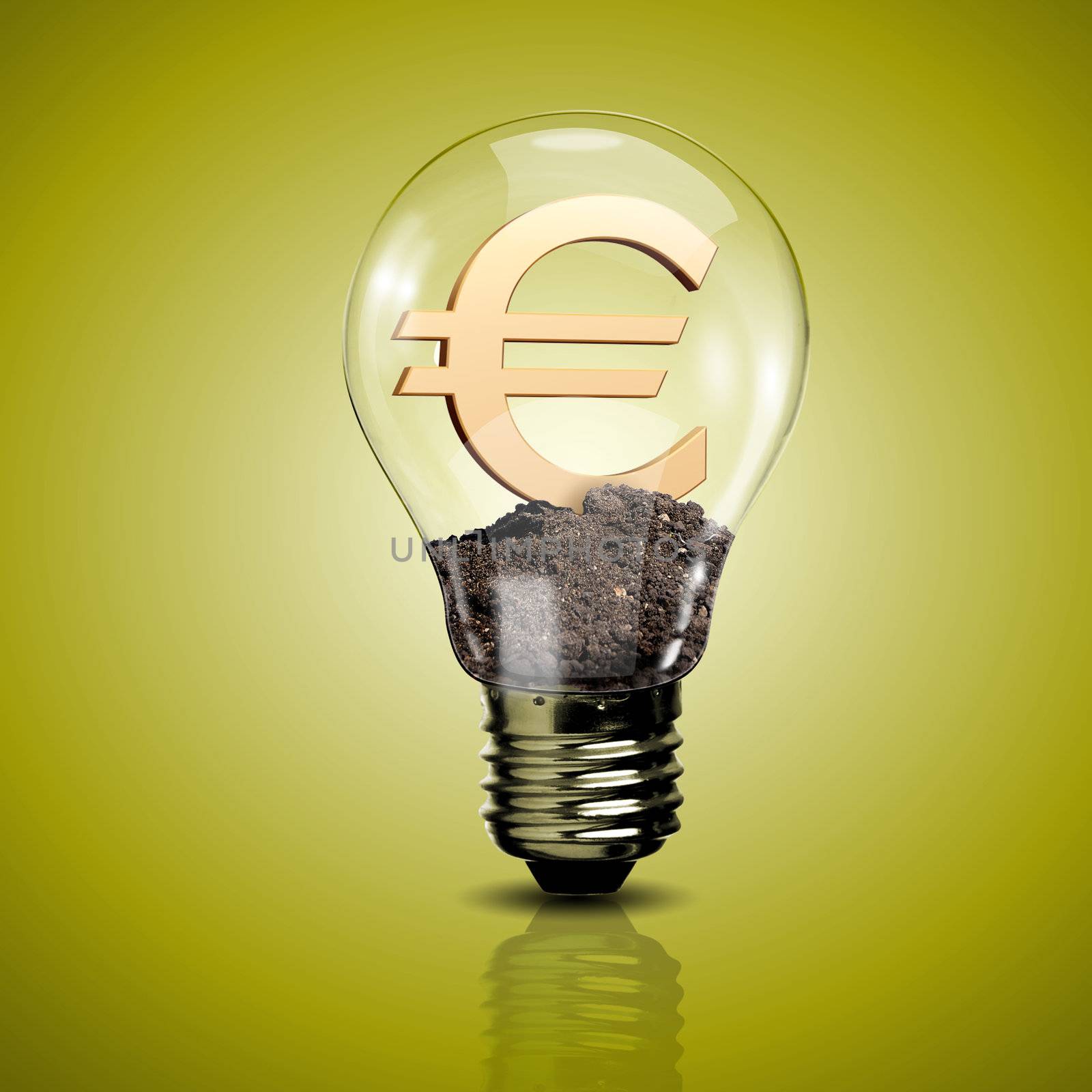 Electric light bulb and currency symbol inside it by sergey_nivens