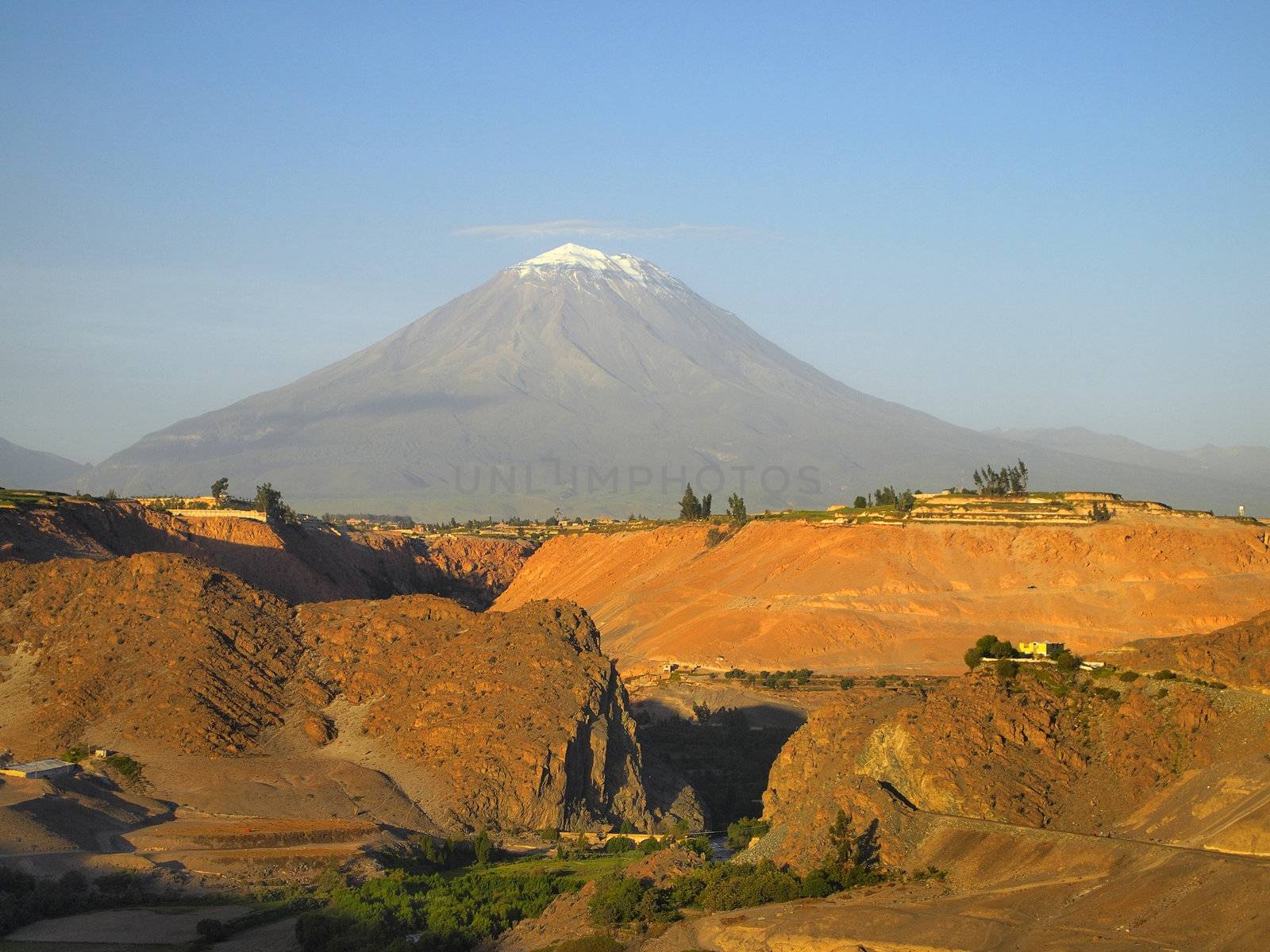 Misti volcano or El Misti. The stratovolcano near Arequipa city, Peru