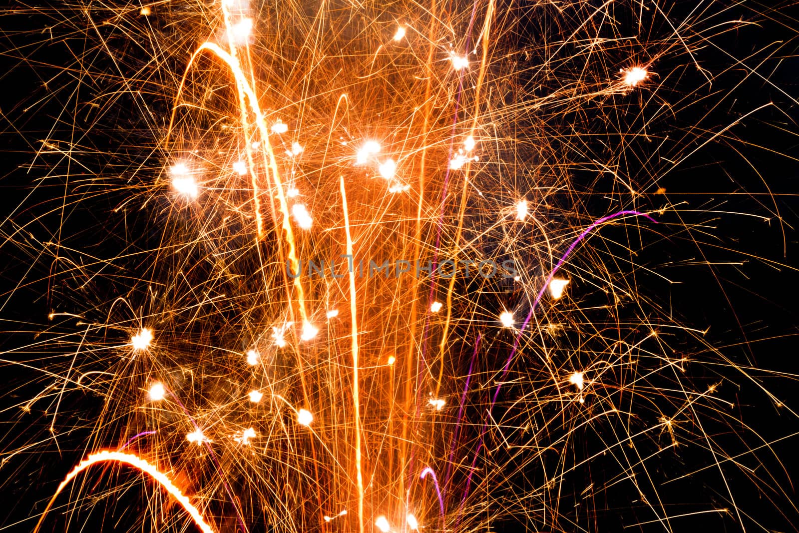 Close up of a firework fountain