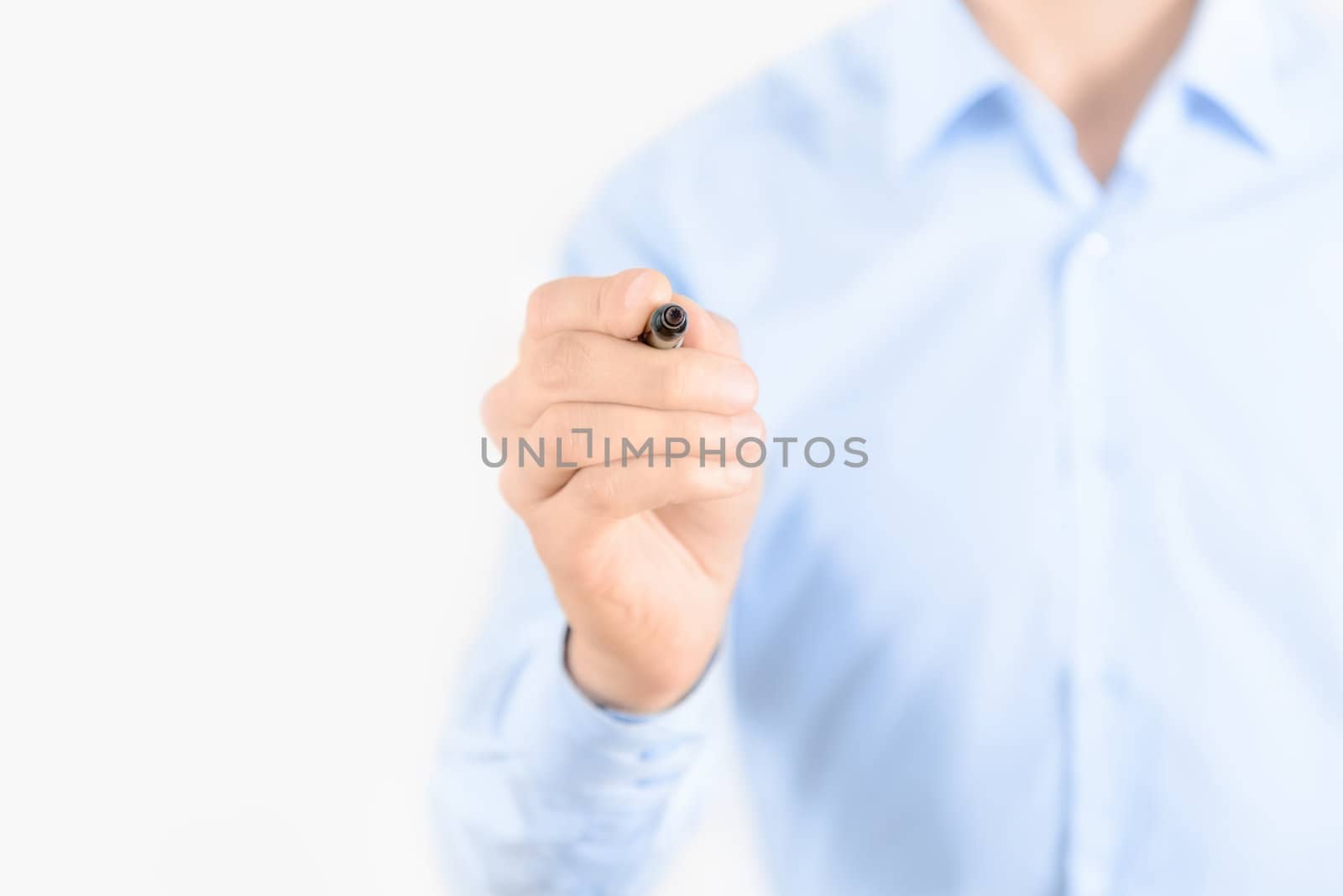 Businessman with pen isolated by bloomua
