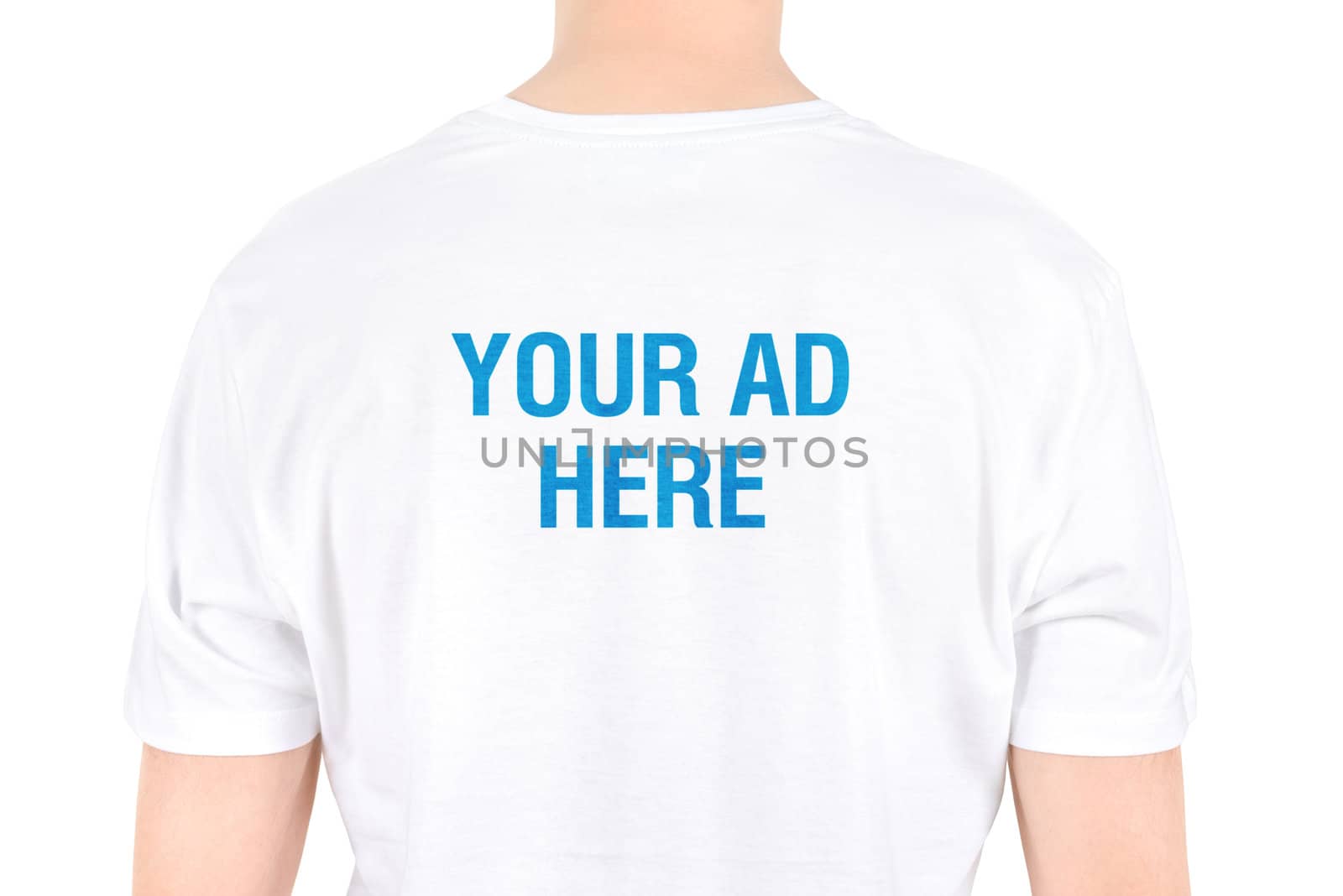 Your AD on a white t-shirt concept. Isolated on white.
