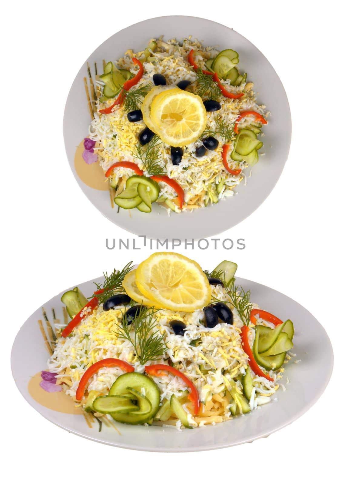 food on a plate on a white background