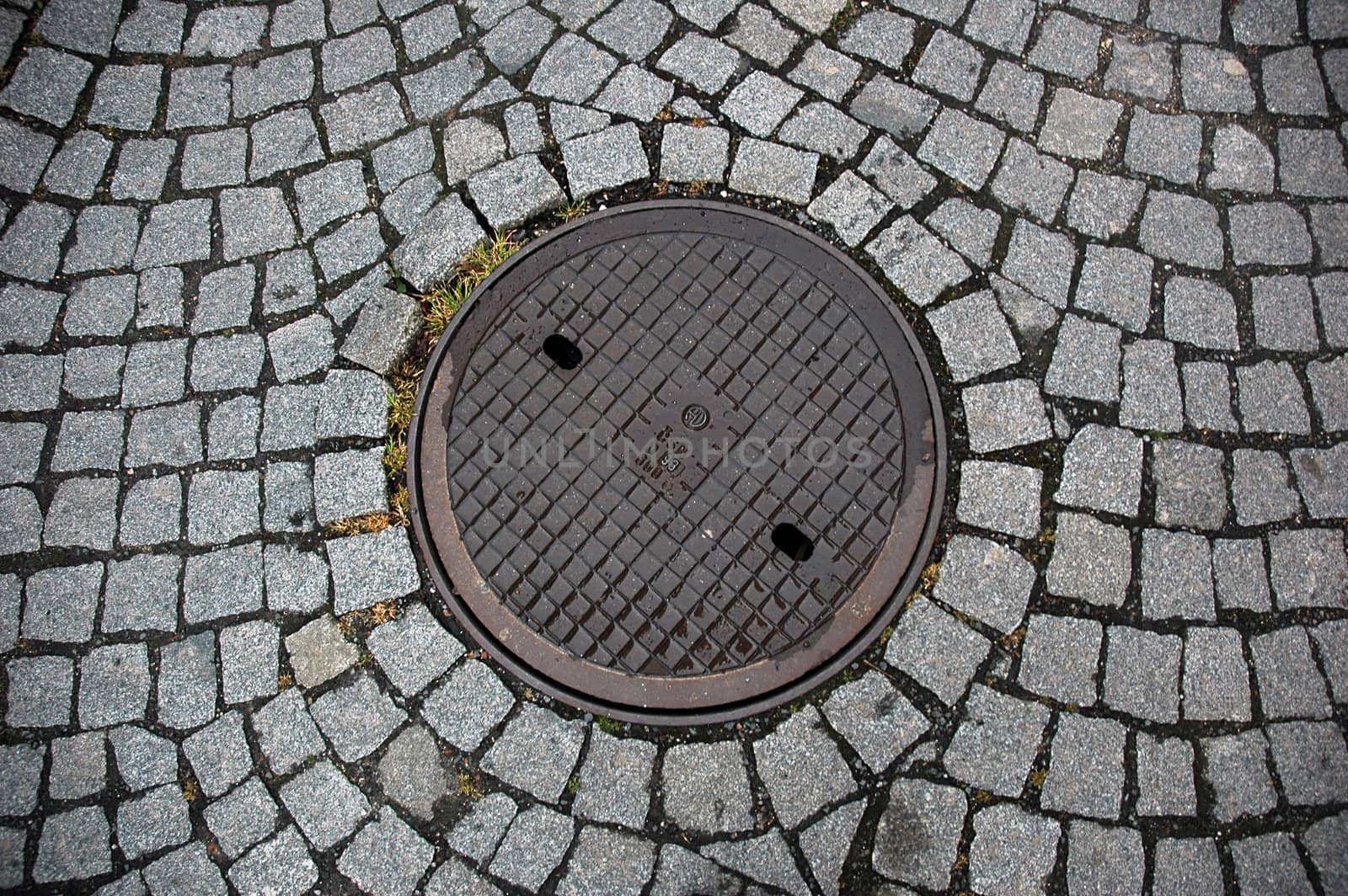 Manhole sewer cover and bricks