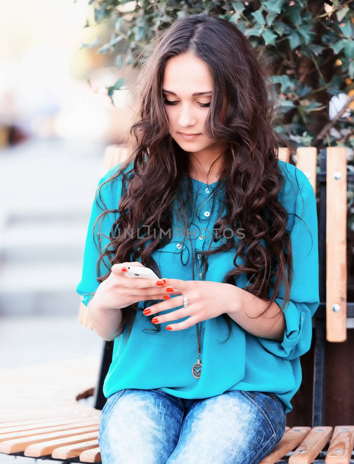 young business woman using mobile phone .