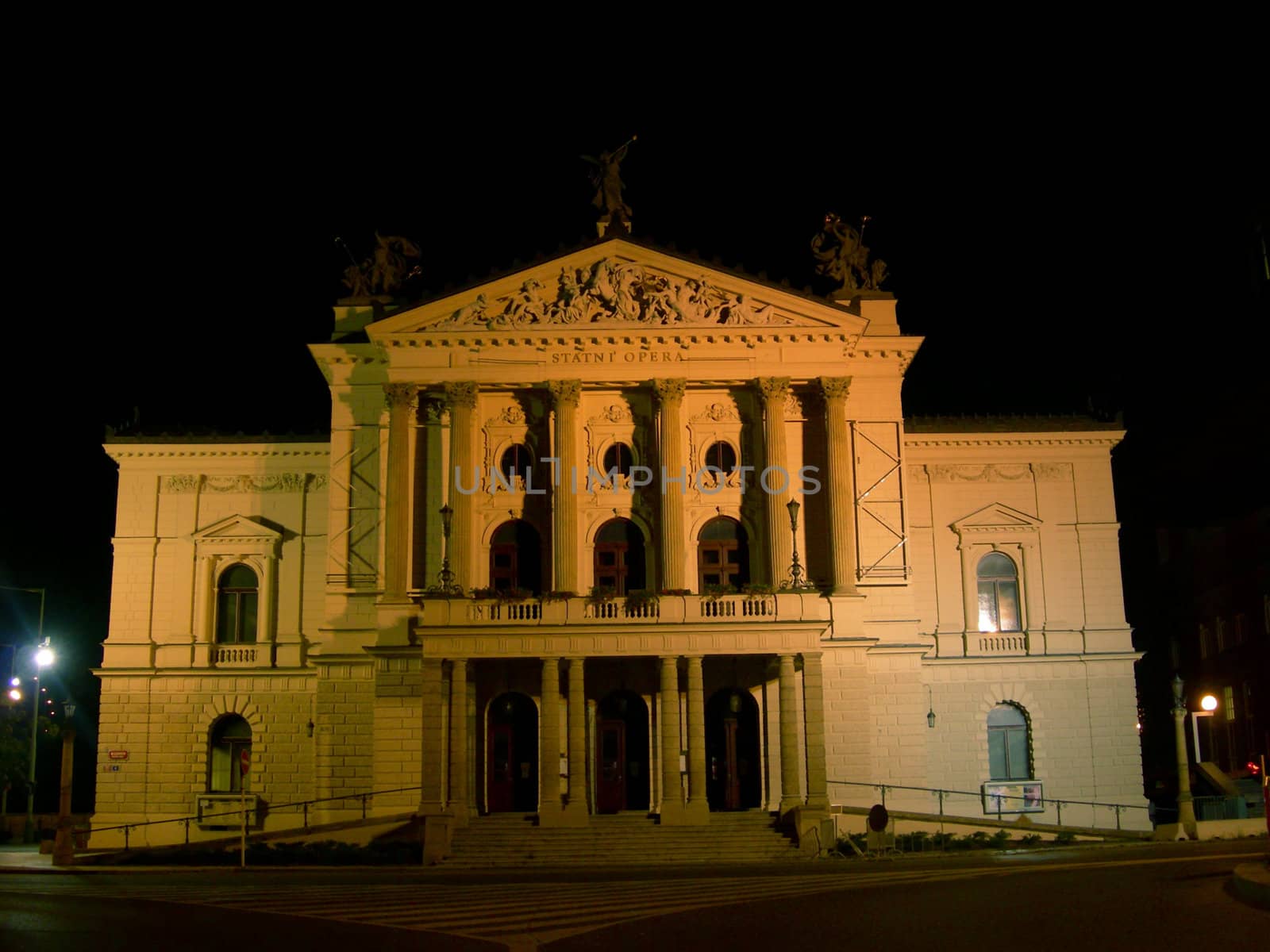  Historical building of the State opera in Prague at night   