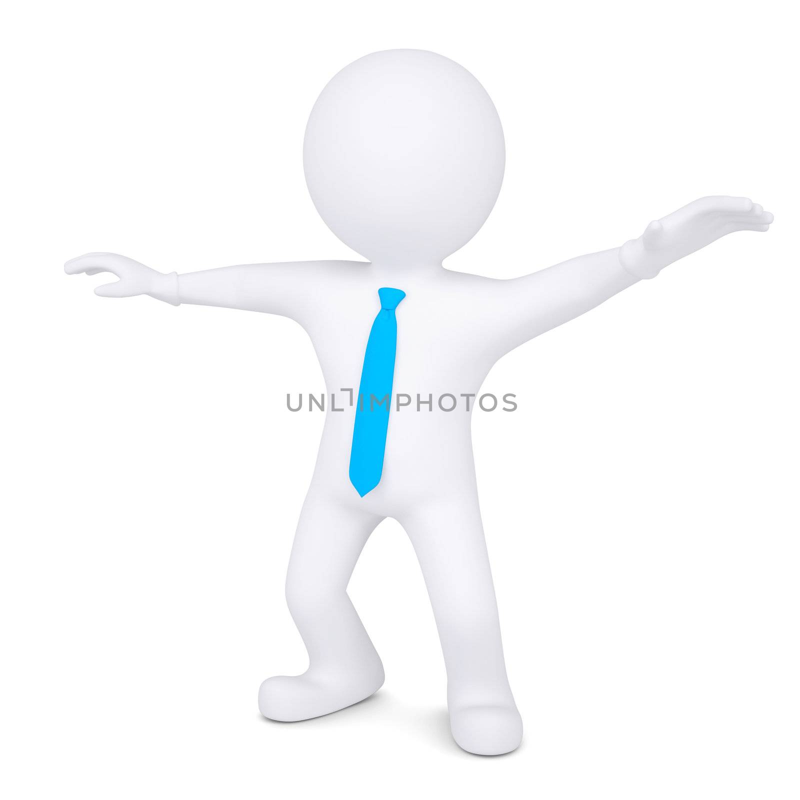 3d white man dances. Isolated render on a white background