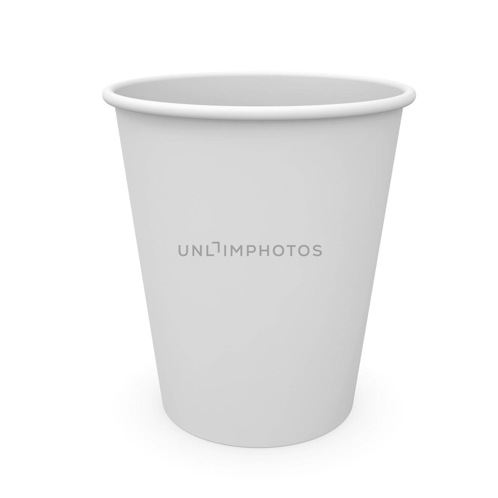 White paper cup. Isolated render on a white background