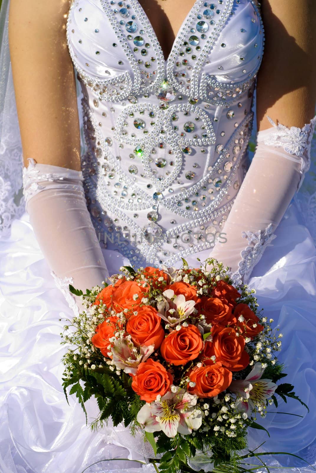 Bridal bouquet in the hand of bride