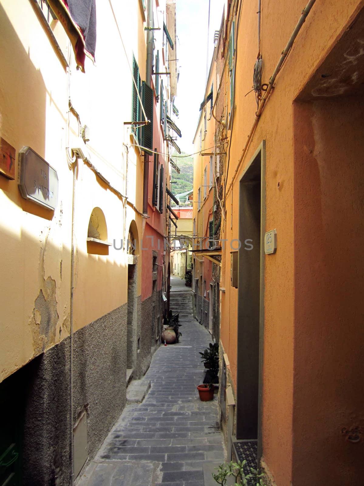 Italian village pn coast in Liguria