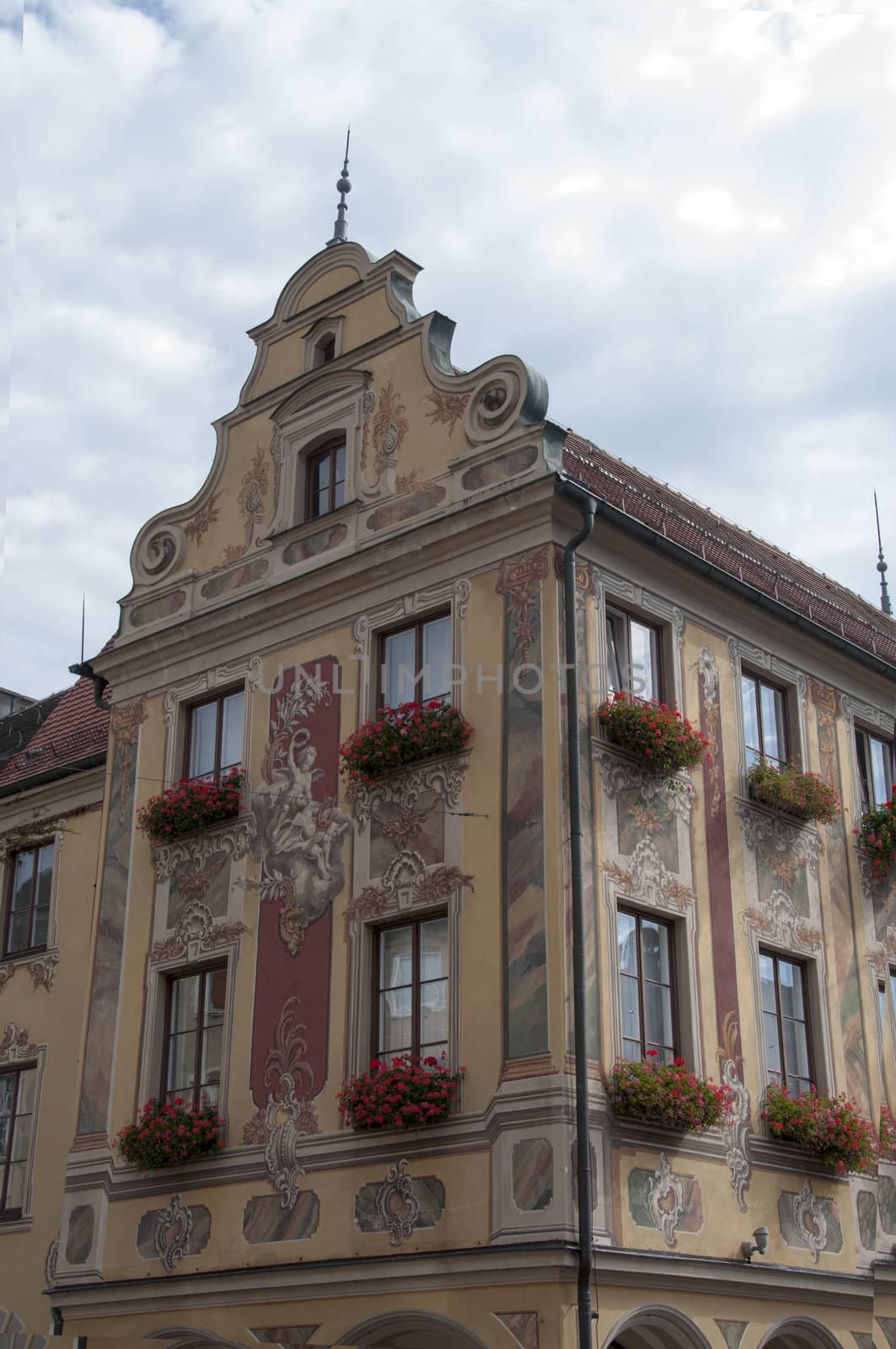 typical painted walls on german house in memmingen