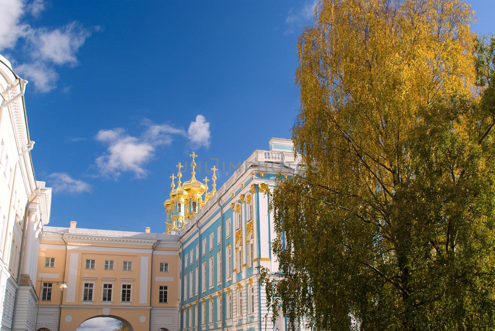 Pushkin's lyceum in Tsarskoe selo in autumn