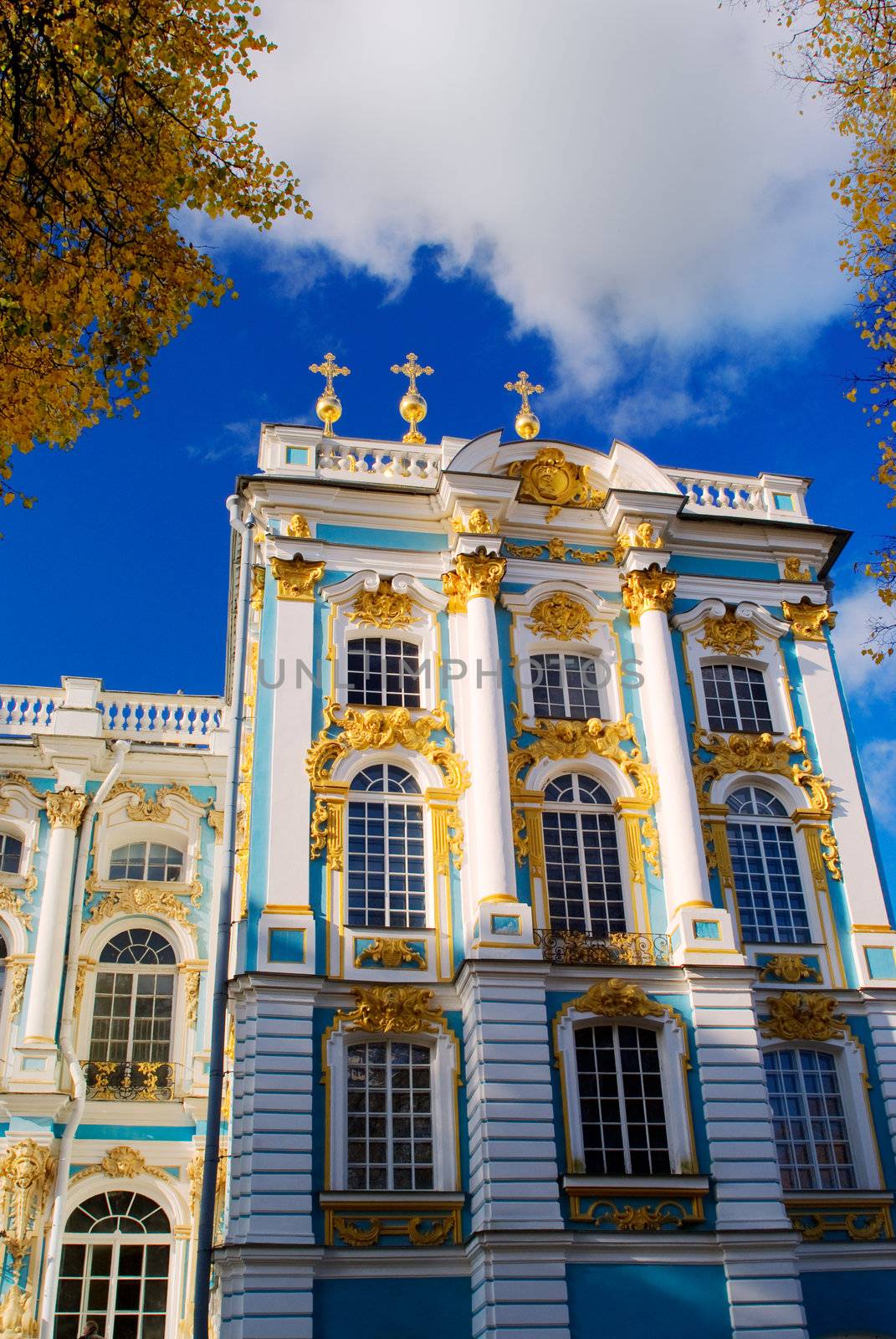 Pushkin's palace in Tsarskoe selo in autumn
