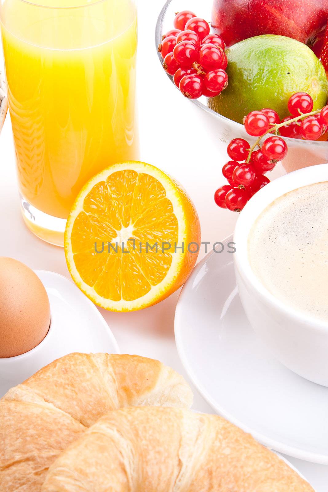 traditional french breakfast croissant isolated on white background