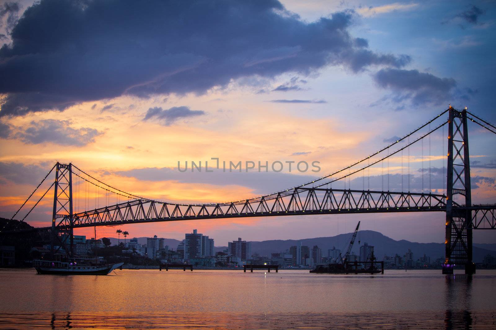 Bridge in Florianopolis at Sunset by Daniel_Wiedemann