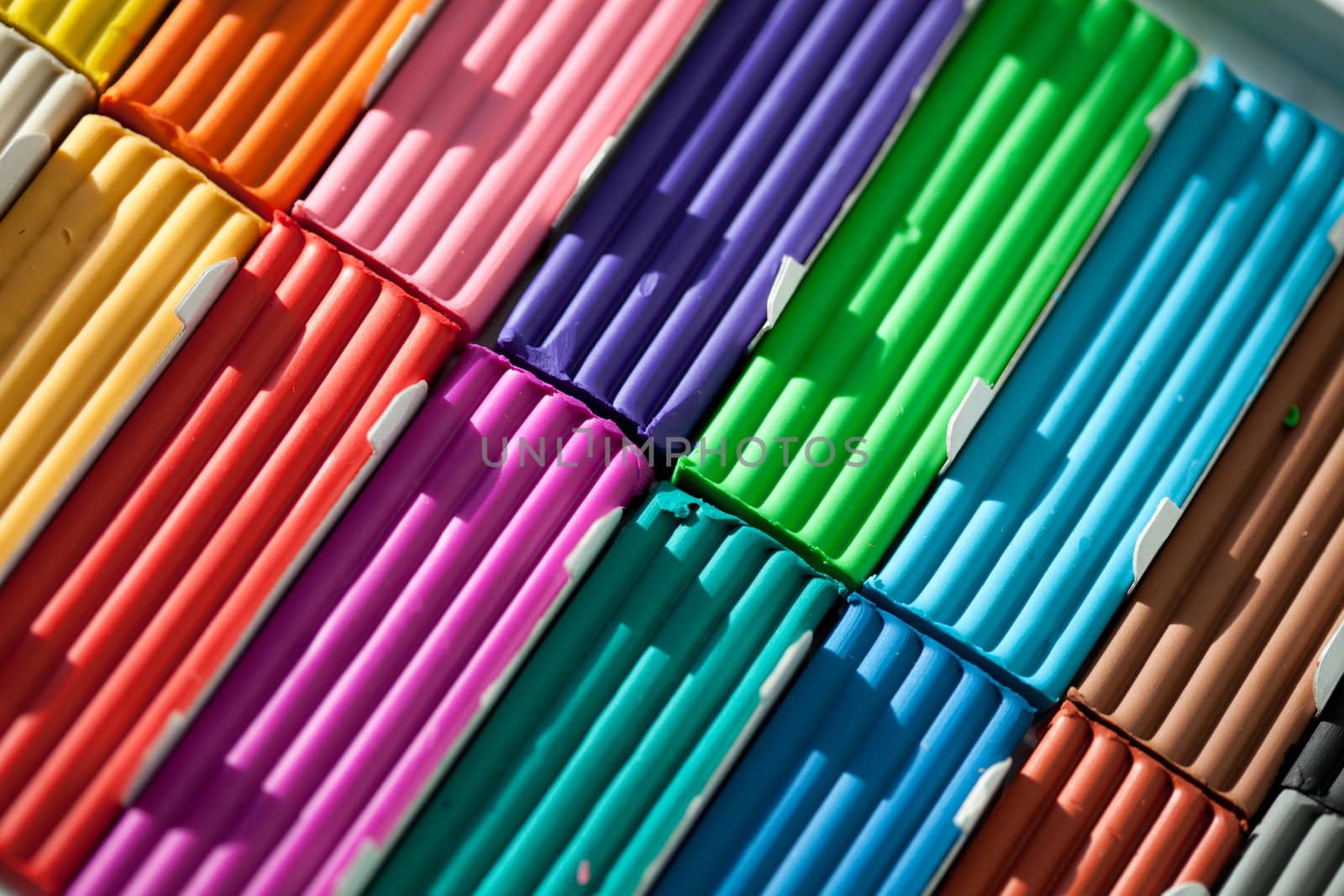 Clay for sculpting different colors, close-up