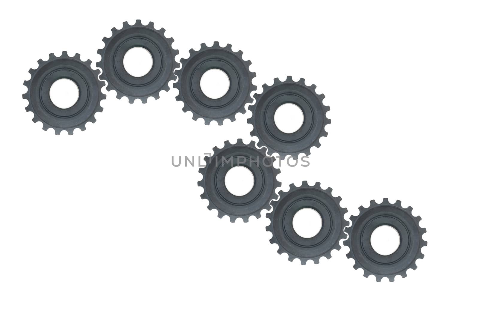 Gear wheels system over white background