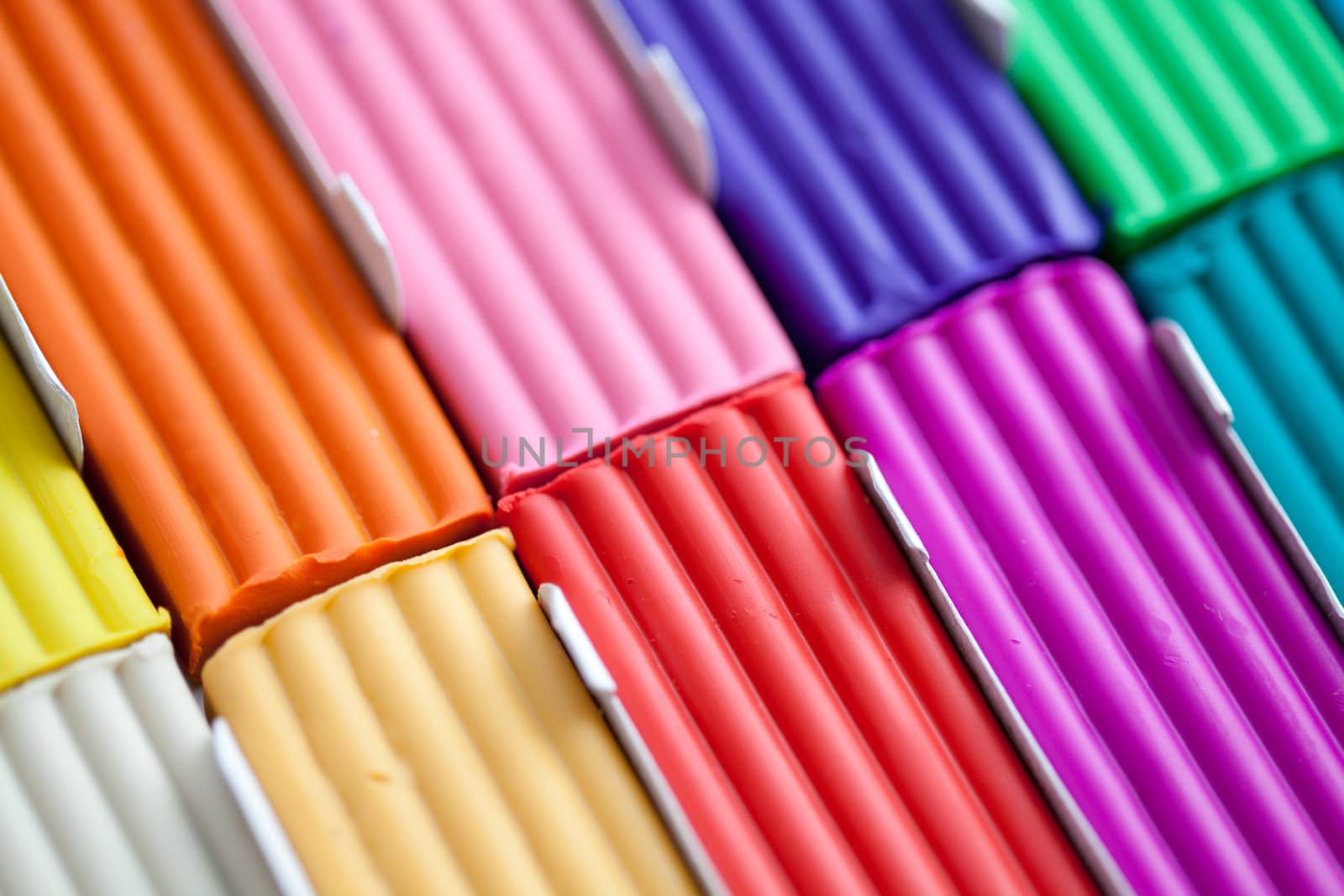 Clay for sculpting different colors, close-up