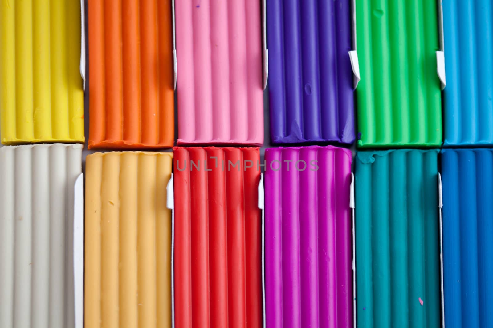 Clay for sculpting different colors, close-up