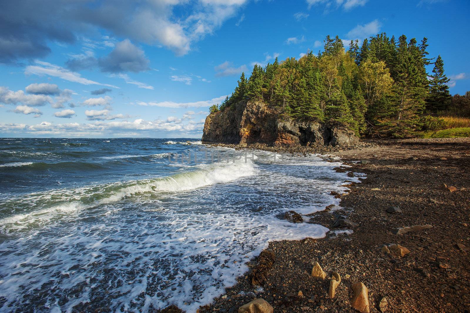 Rocky beach off the coast of Maine, USA