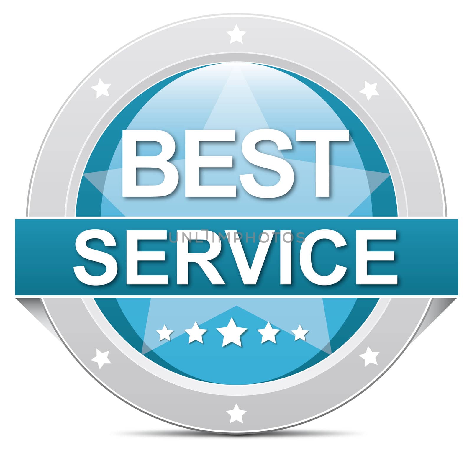 blue best service button banner on white