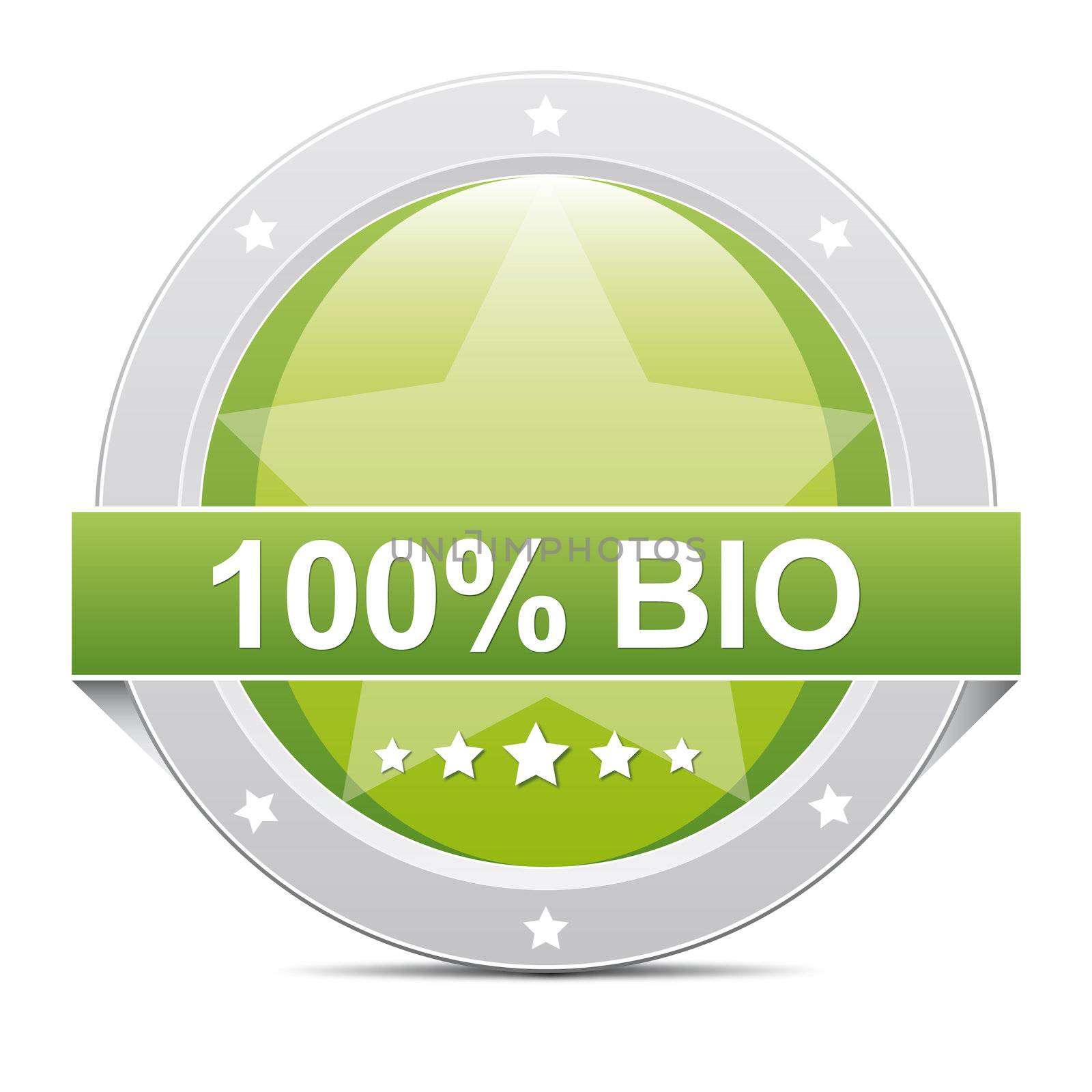 green glossy 100% bio star button icon