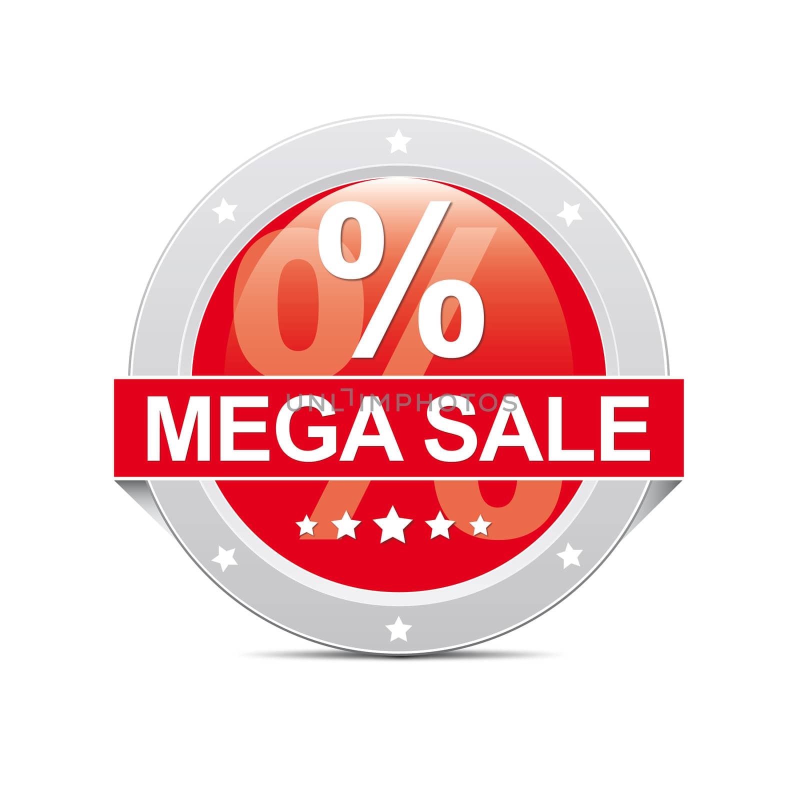 Red Mega Sale Button Icon with Percent