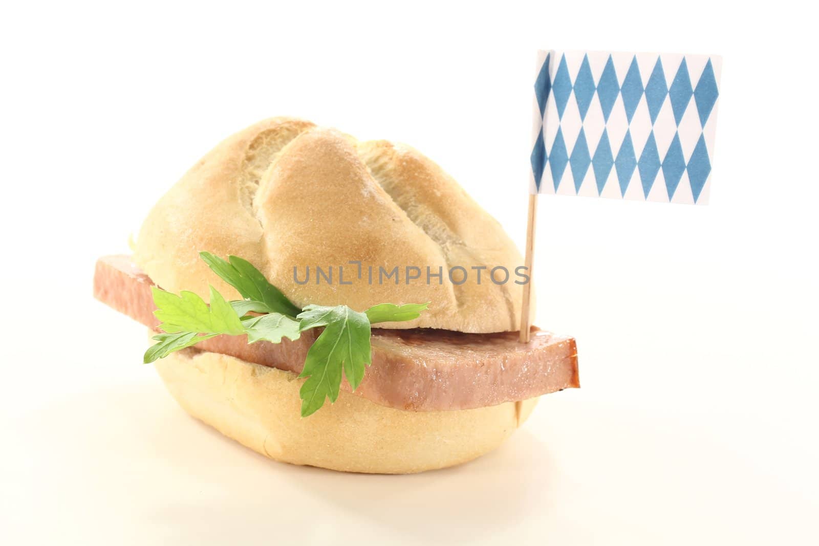 delicious beef and pork loaf with parsley on a bright background