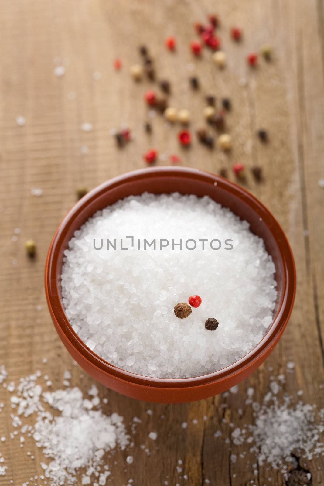 sea salt with colorful pepper 