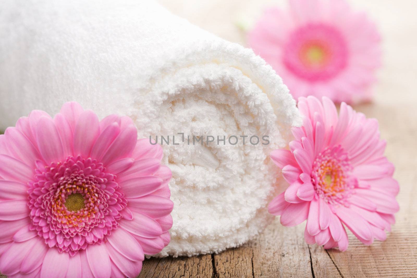 towels and flowers for spa 