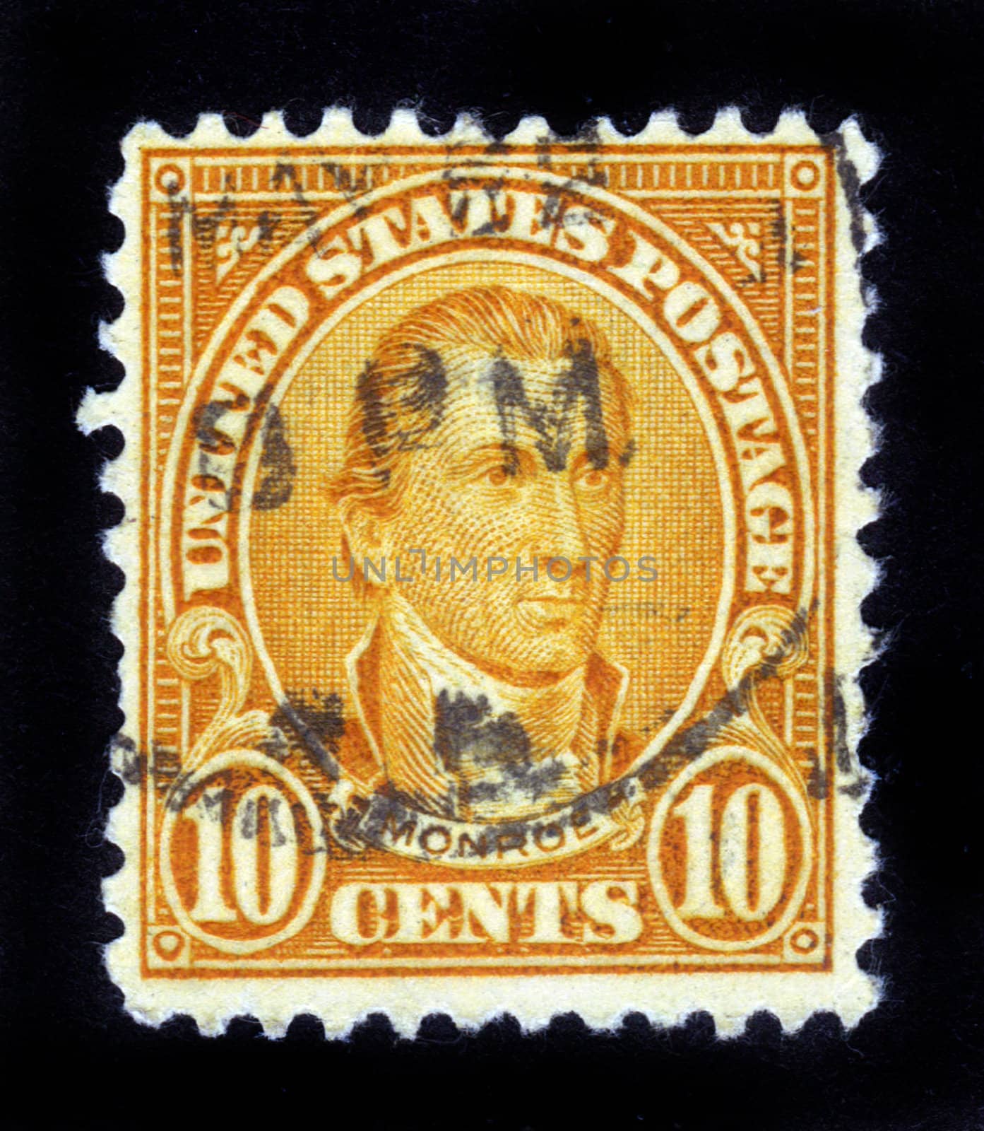UNITED STATES OF AMERICA - CIRCA 1932: A stamp printed in the USA shows image of President James Monroe, circa 1932