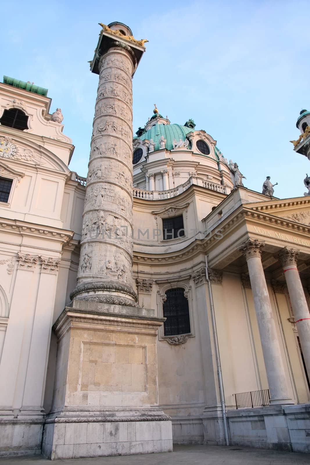 Beautiful baroque Karlskirche Church in Vienna, Austria by vladacanon