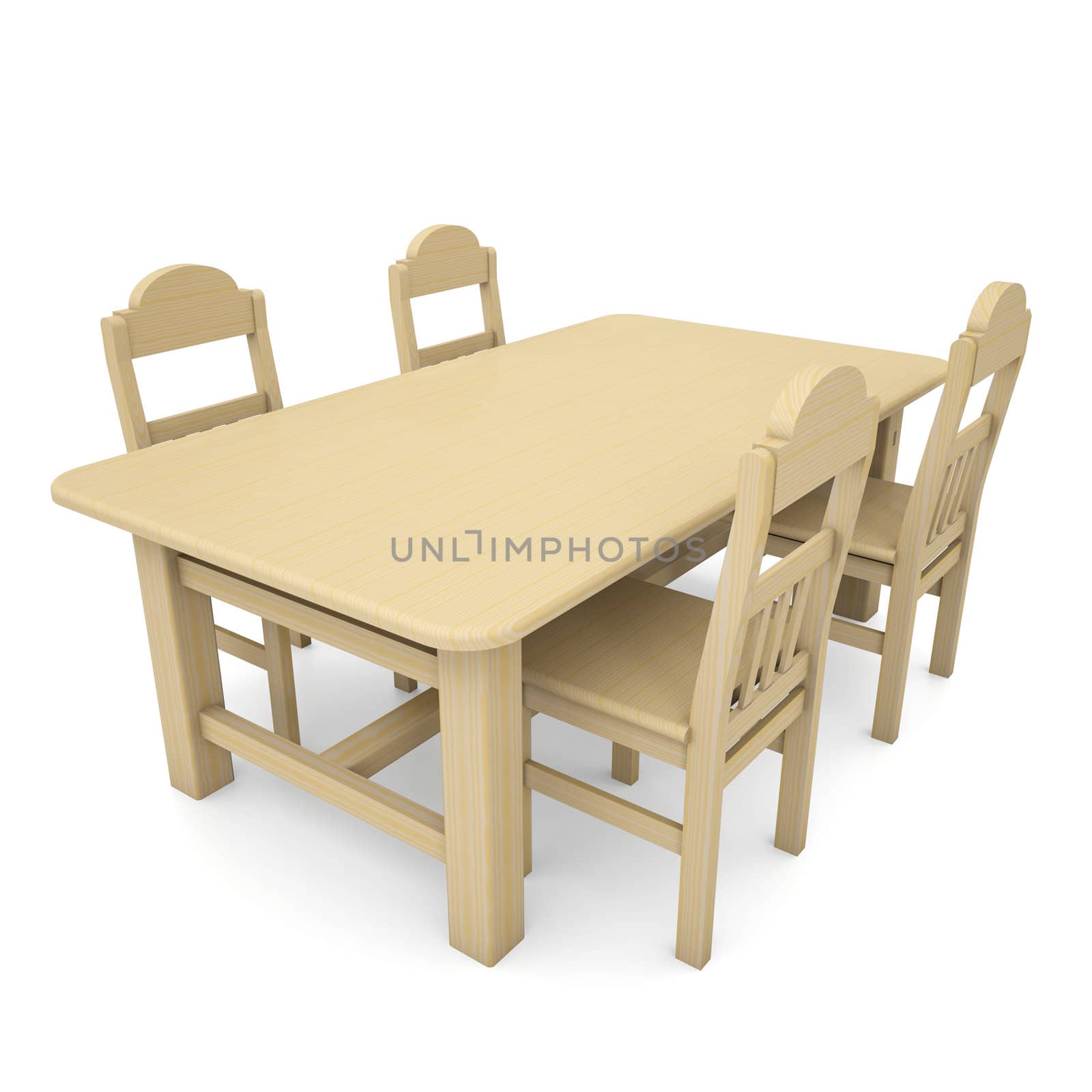 Wooden table and chairs by cherezoff