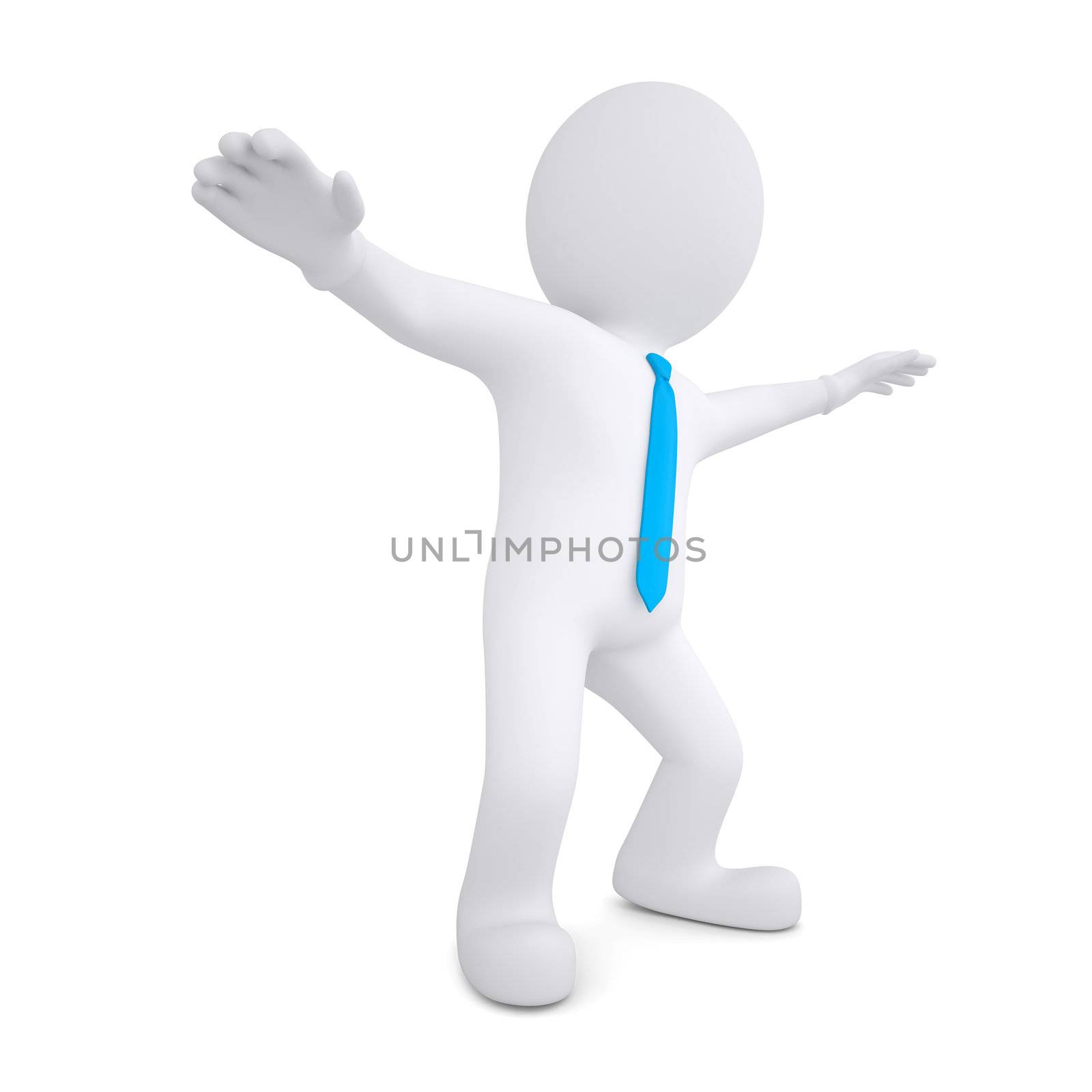 3d white man dances. Isolated render on a white background