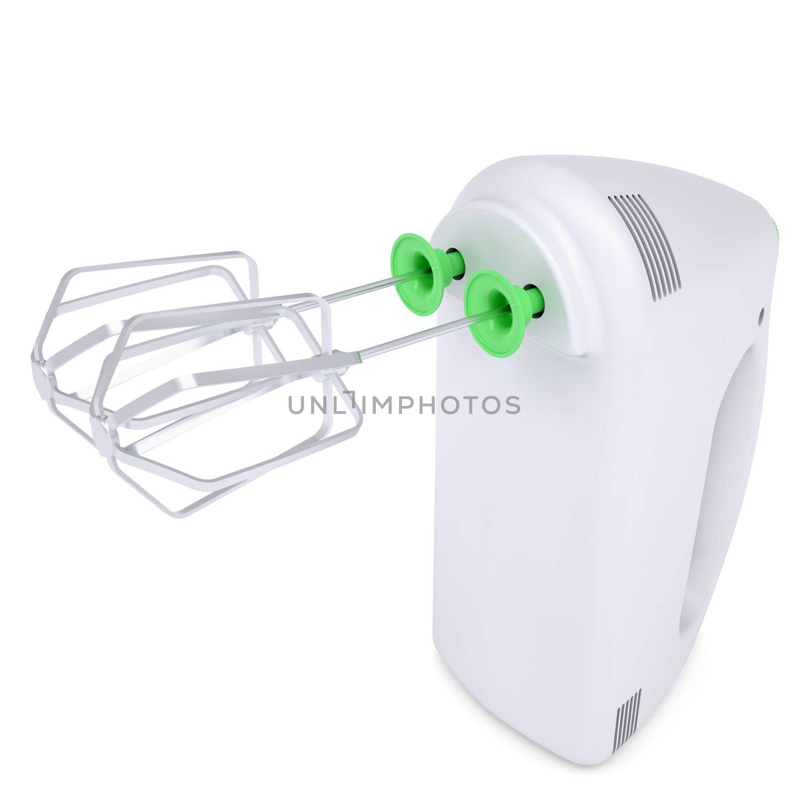 White hand mixer. Isolated render on a white background