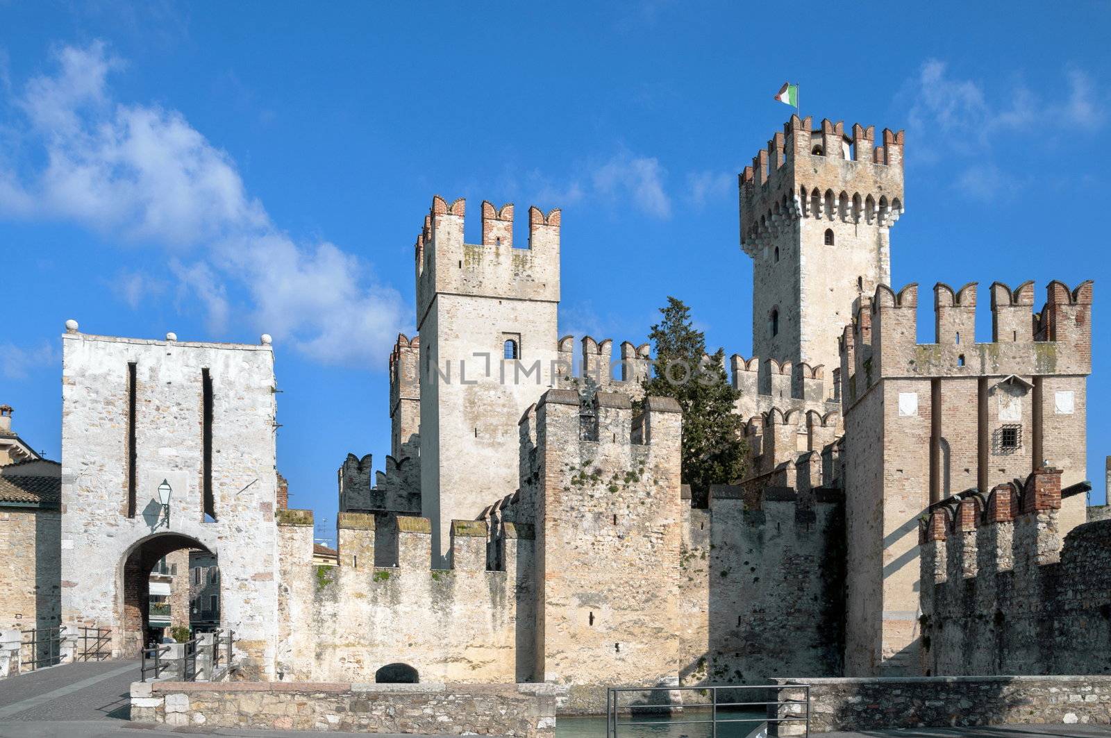 Sirmione Scaliger castle on garda Lake in Italy