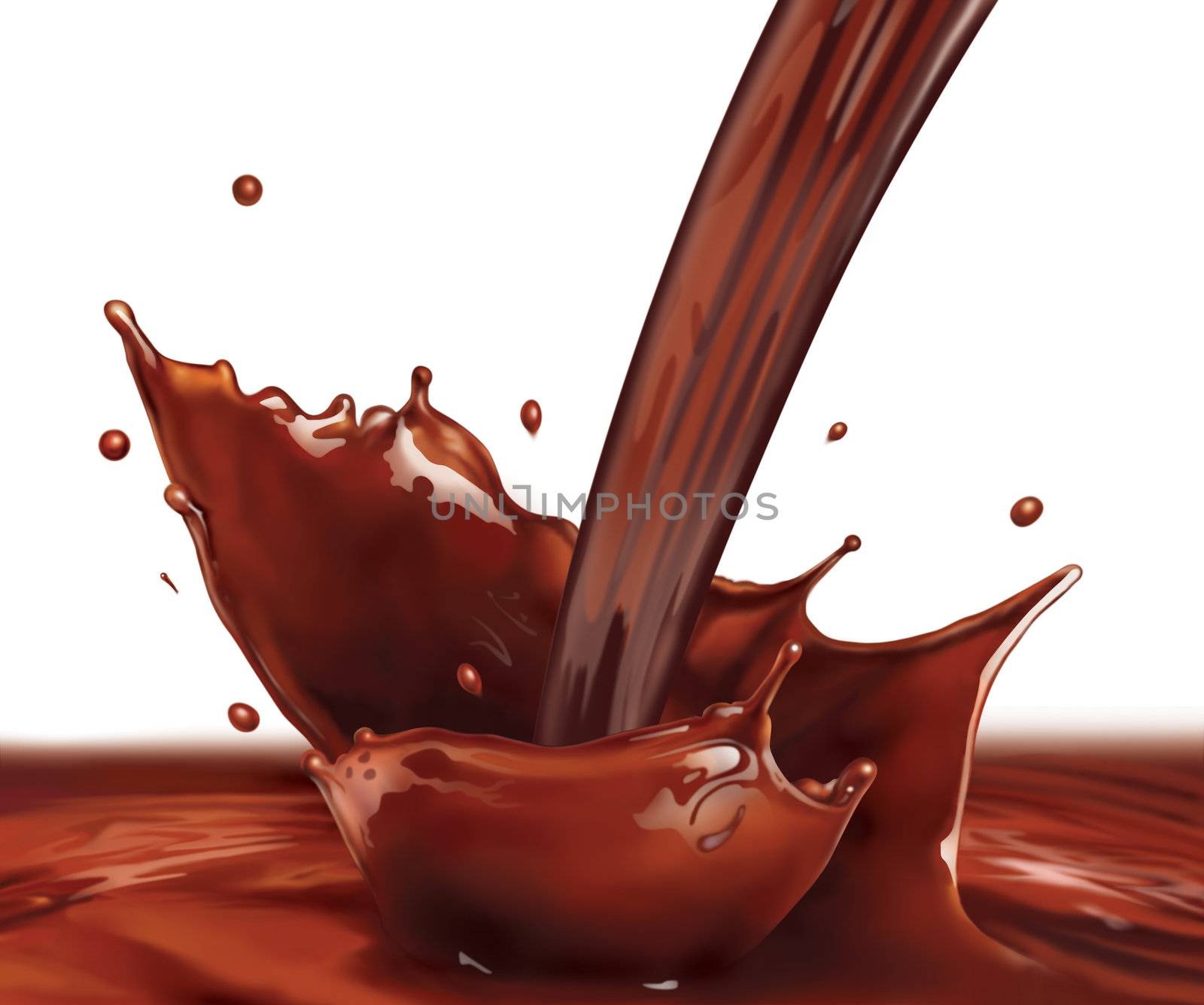 Fresh Liquid Chocolate splash making amazing Waves and Drops (Digital Painting)