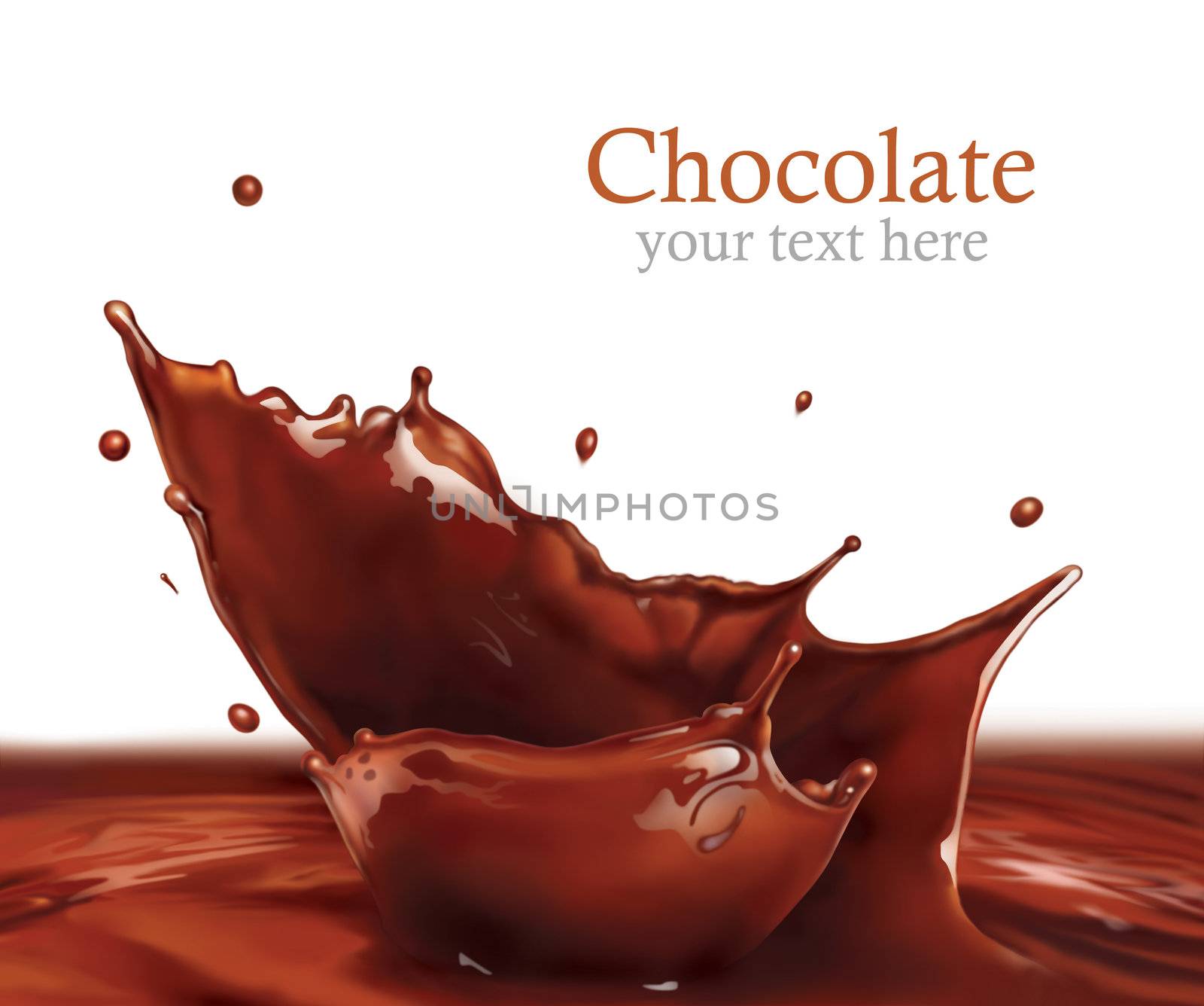 Fresh Liquid Chocolate splash making amazing Waves and Drops, Digital Painting