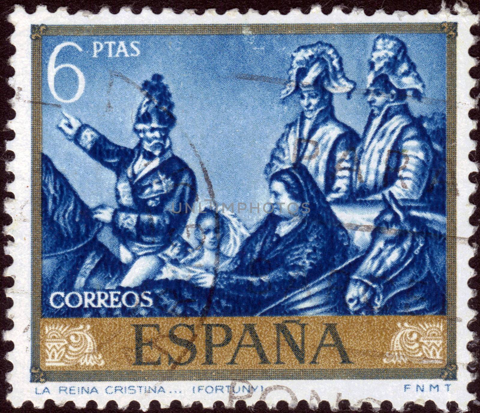 Spain, CIRCA 1968: stamp printed in Spain , showing Christina Marie, Queen Mother of Spain , the fourth wife of Ferdinand VII of Spain, the King of Spain , circa 1968