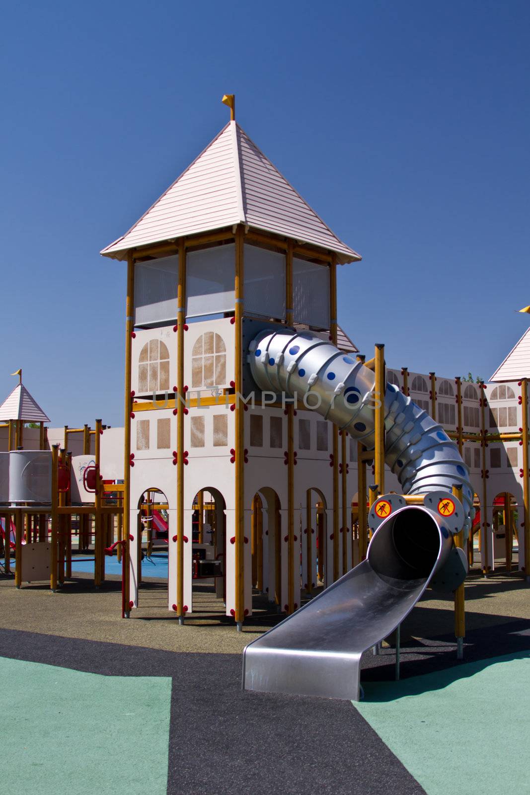 Playground play area outside with blue sky