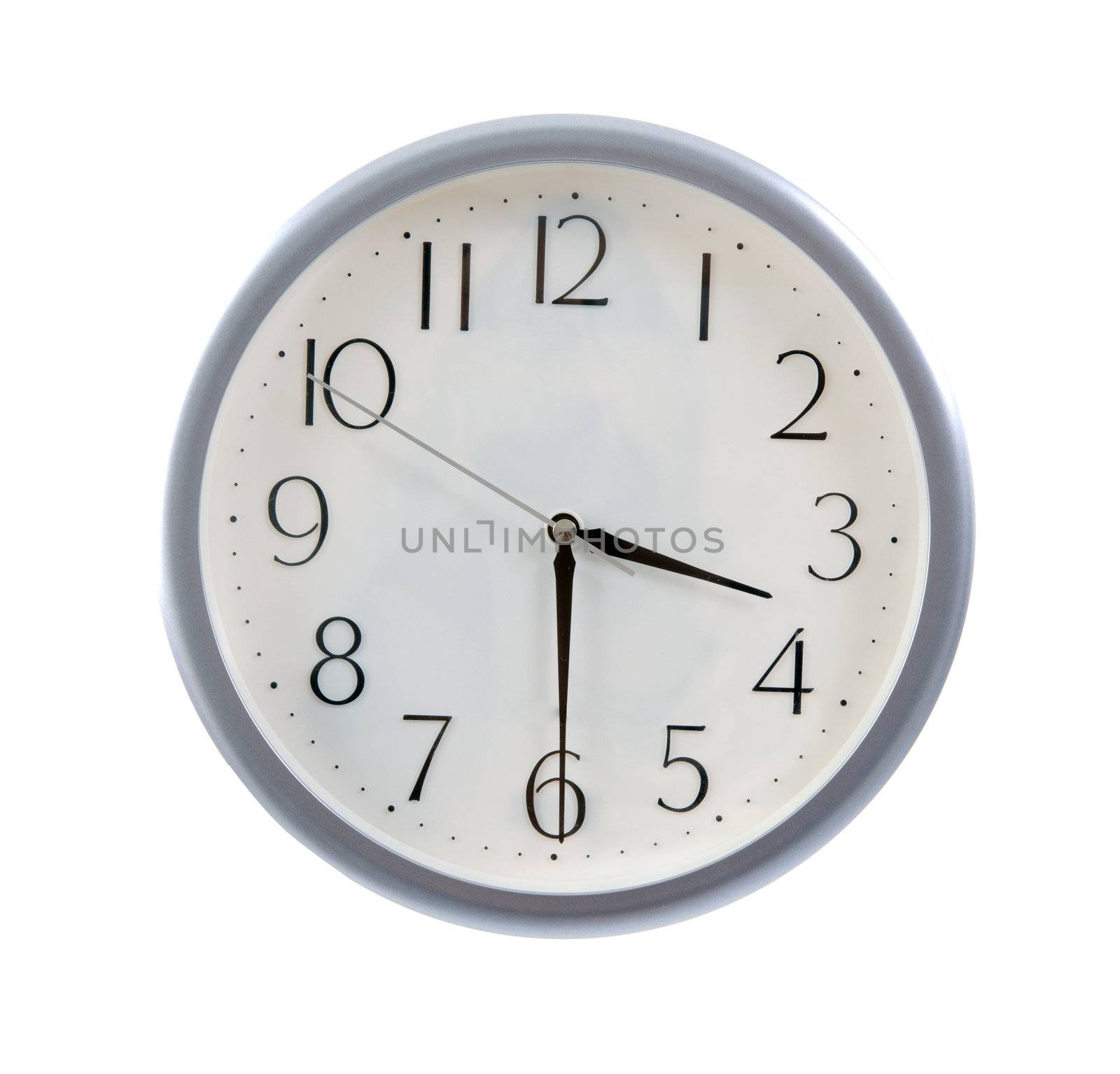 isolated white clock at 3.30pm , tea time