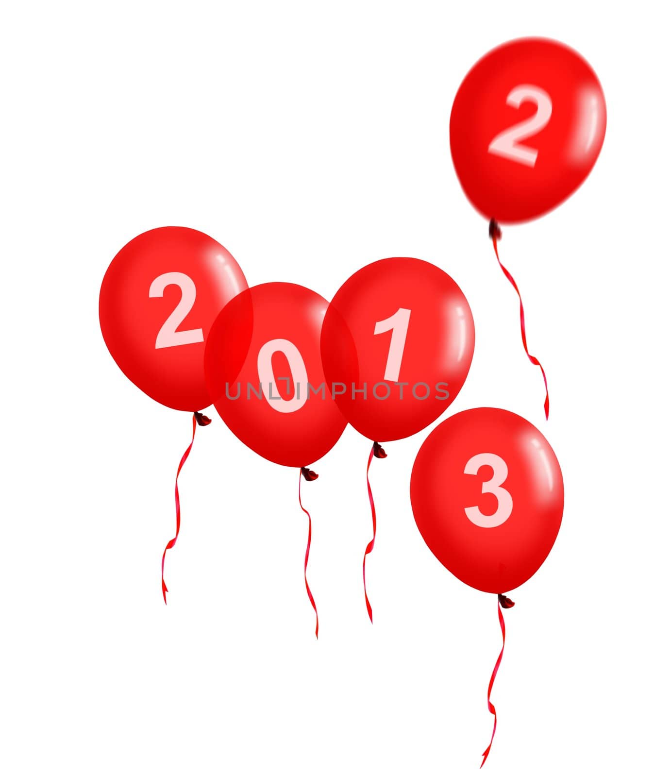 New year 2013 red balloons