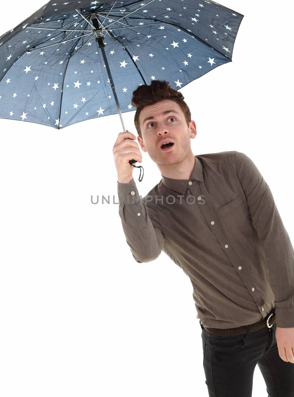Handsome man with an umbrella by shamtor