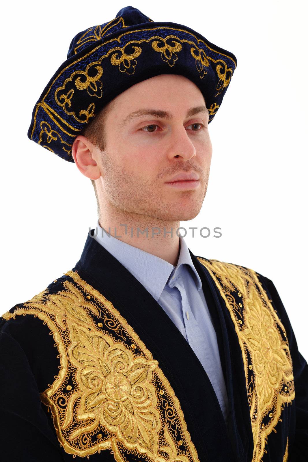 Young adult man with Kazakhstan costume