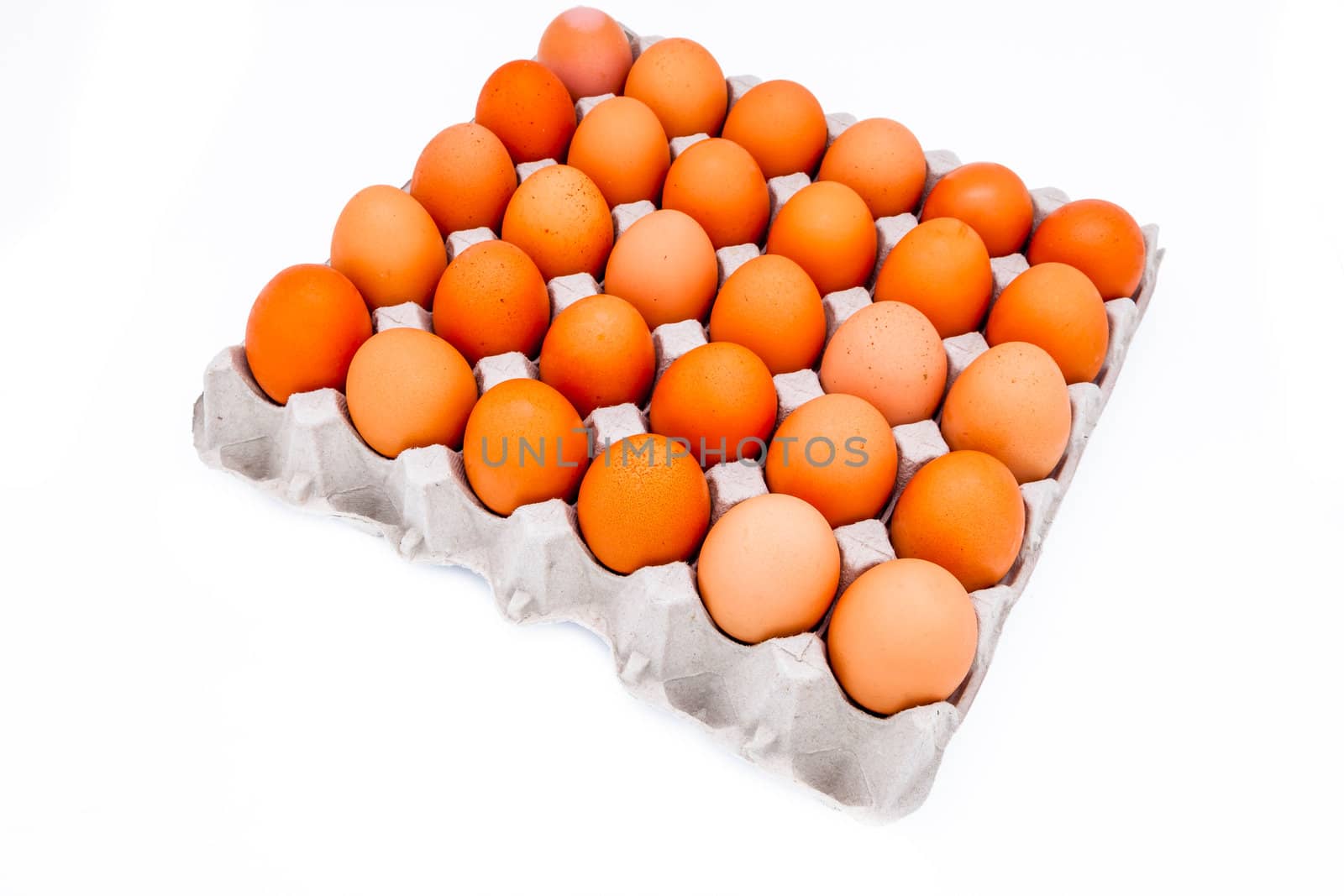 Eggs in a carton isolated on a white background