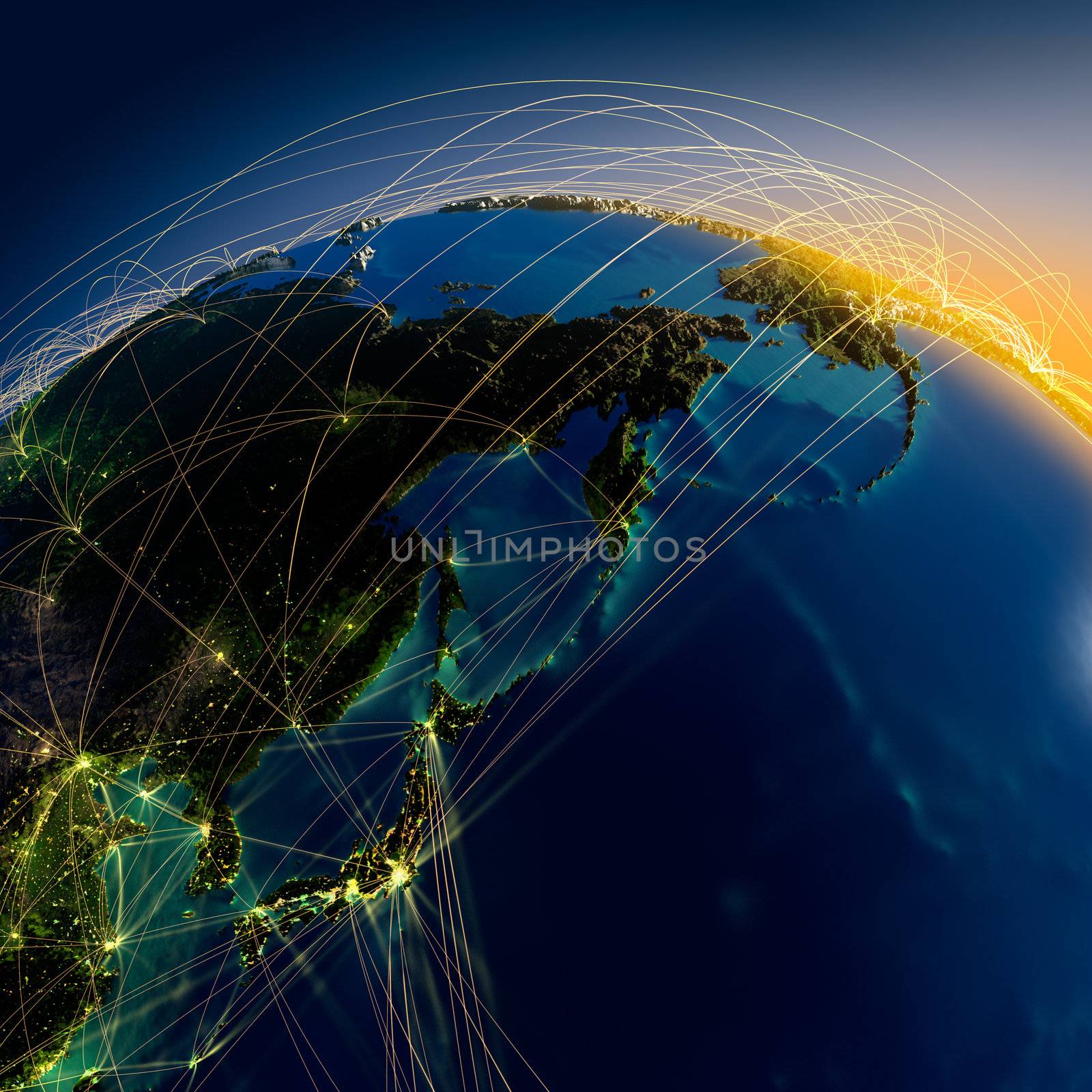 Main air routes in Japan and the Far East by Antartis