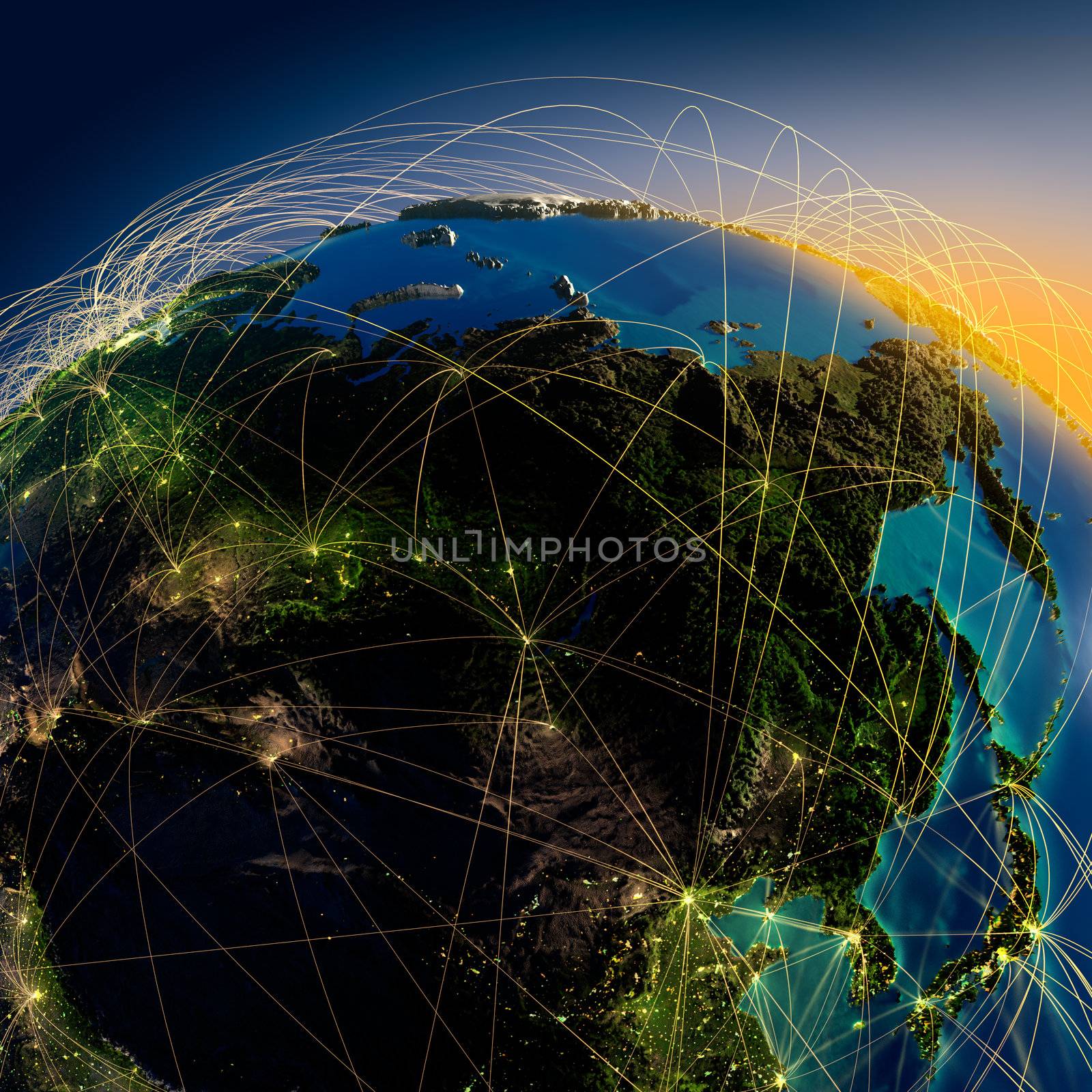 Main air routes in Asia and the Far East by Antartis