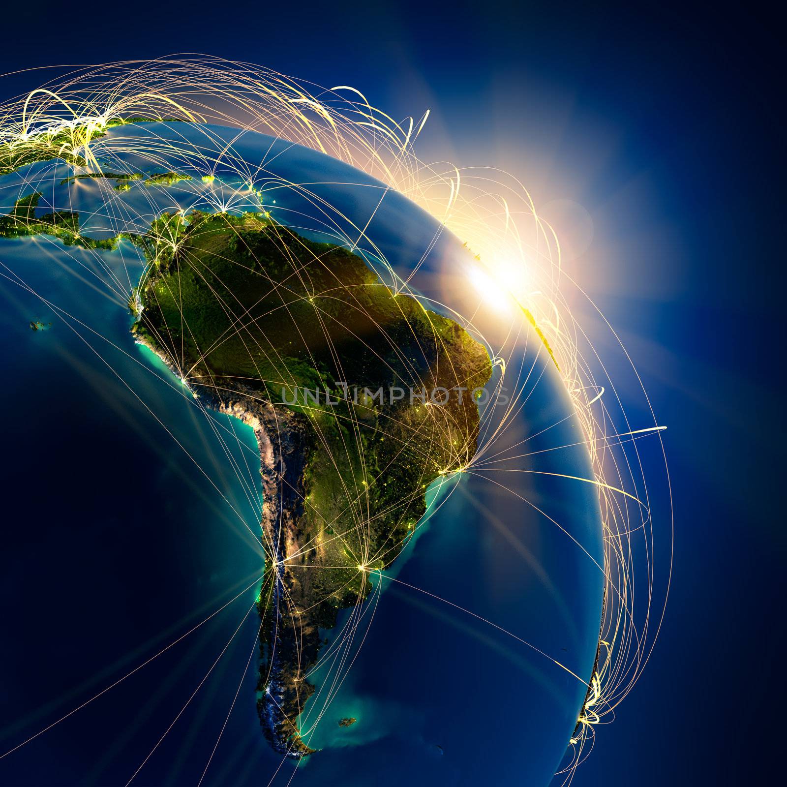 Main air routes in South America by Antartis
